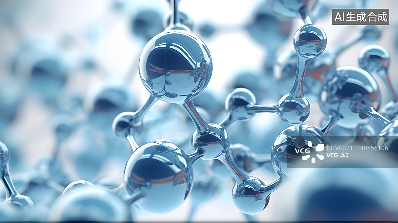 【AI数字艺术】虚拟概念分子结构模型背景图片素材