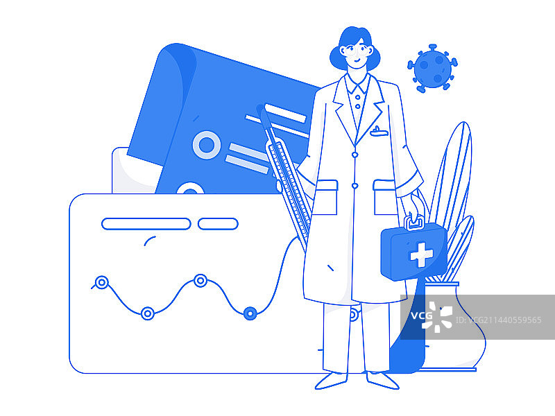 医生为病人体检扁平矢量概念运营手绘插画图片素材