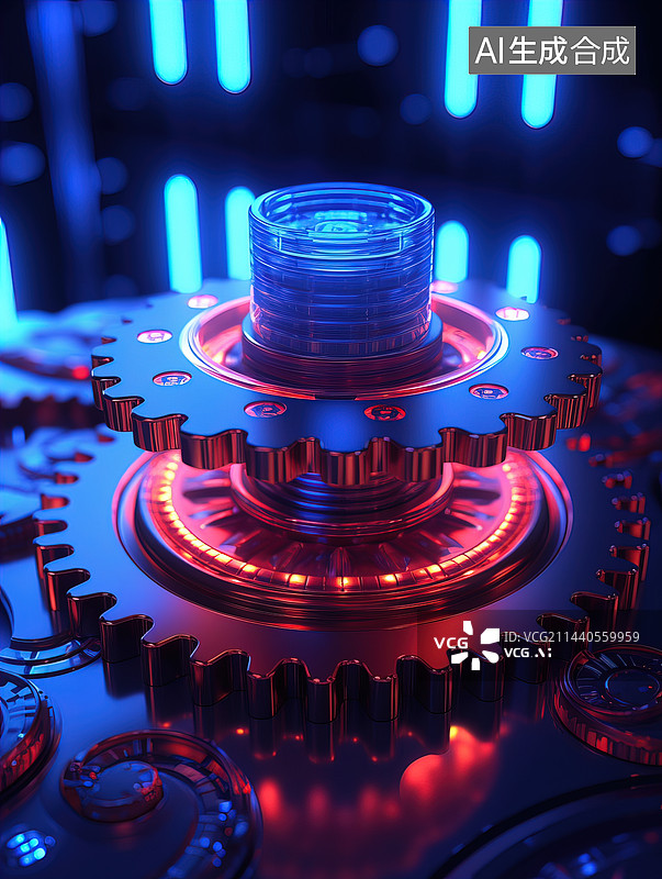 【AI数字艺术】齿轮，图标，3D图片素材