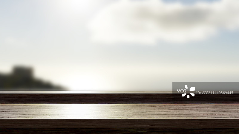 3D 产品展台 木制桌面 模糊风景 背景图片素材