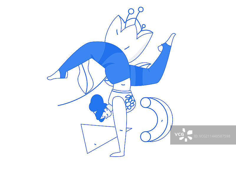 练习瑜伽身心健康扁平矢量人物概念运营手绘插画图片素材