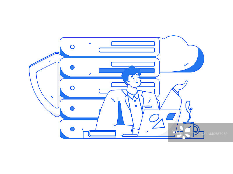 商务网络安全人物扁平矢量概念运营手绘插画图片素材