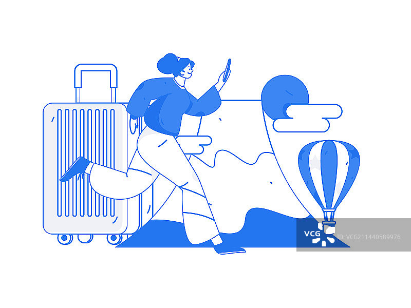 节假日旅游出行人物互联网背景矢量手绘插画图片素材