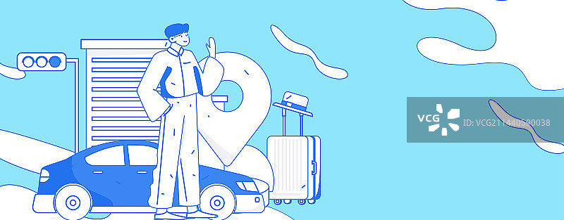 打车出行的人物扁平矢量概念运营手绘插画图片素材