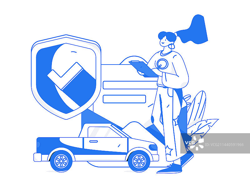 为汽车购买保险扁平人物矢量概念运营插画图片素材