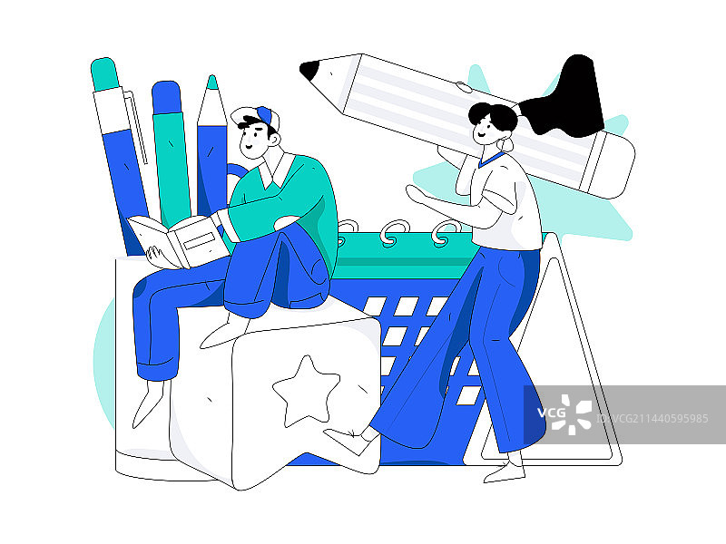 教育学习的人物扁平矢量概念手绘插画图片素材