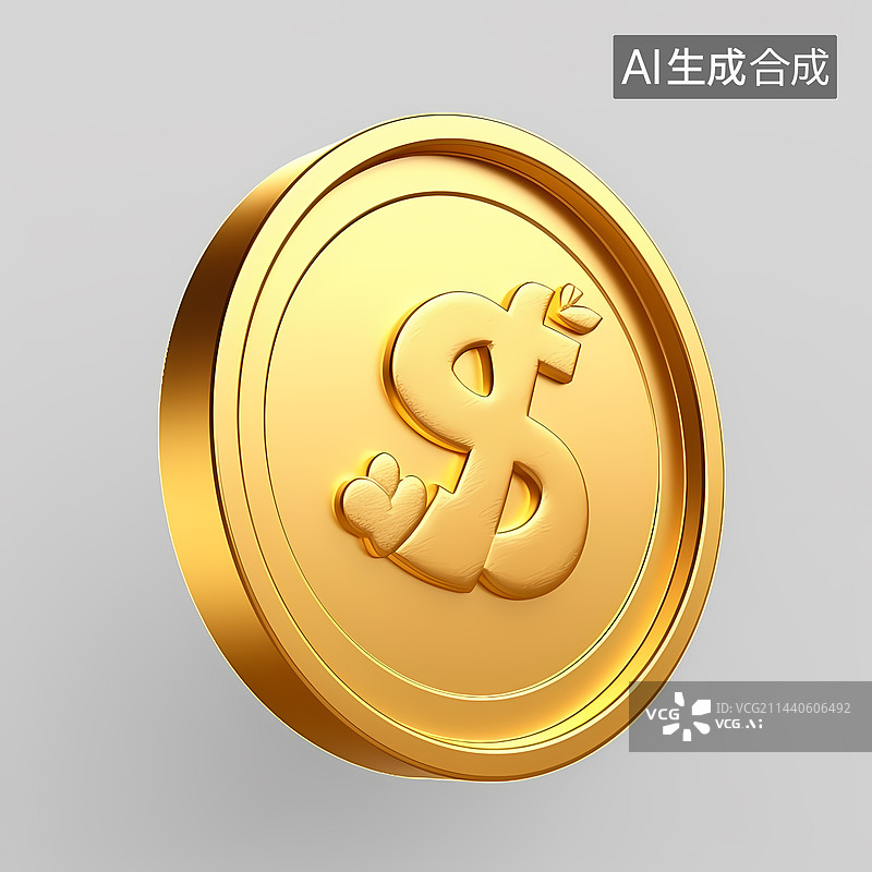 【AI数字艺术】3D渲染金币金属图片素材