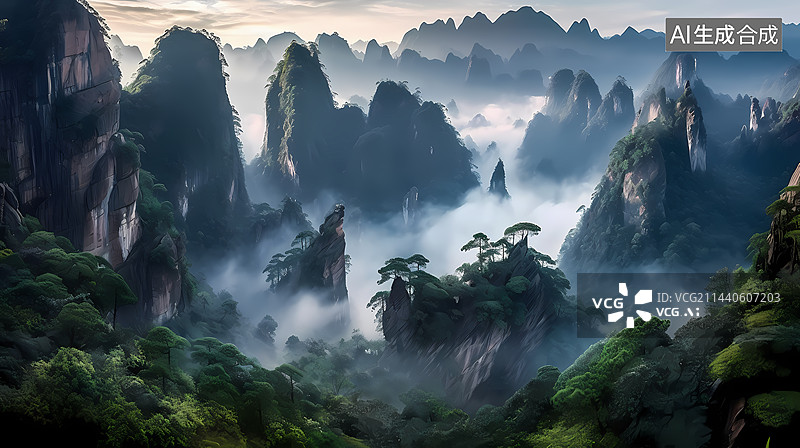 【AI数字艺术】山川河流美景背景图片素材