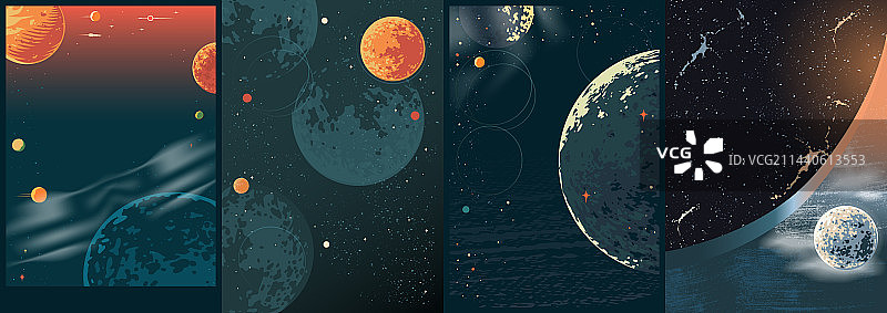 彩色太空世界海报套装图片素材