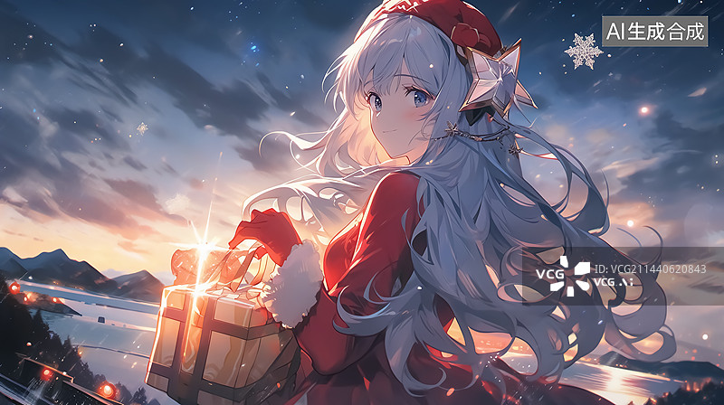 【AI数字艺术】圣诞节美女插画图片素材