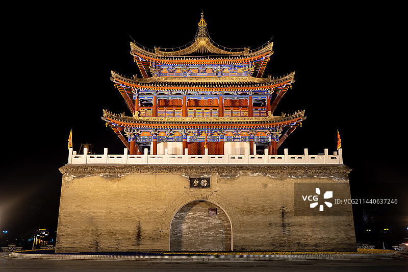 夜晚的西安户县钟楼图片素材
