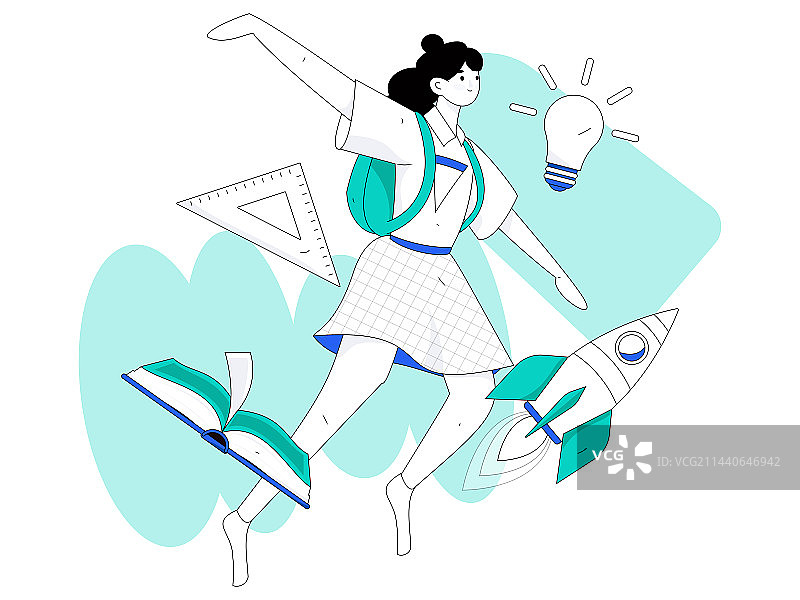 安静阅读的人物扁平矢量概念运营手绘插画图片素材