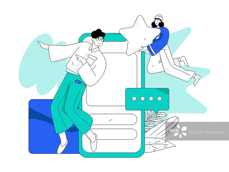 虚拟的人物社交沟通概念商业扁平矢量手绘插画图片素材