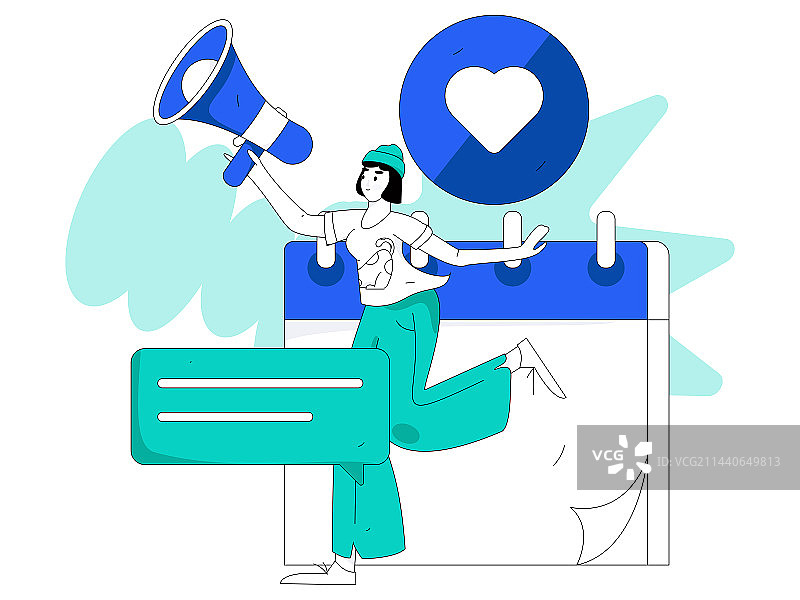 虚拟的人物社交沟通概念商业扁平矢量手绘插画图片素材