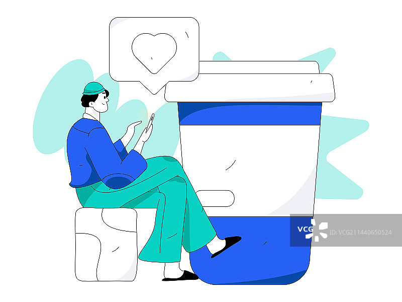 虚拟的人物社交沟通概念商业扁平矢量手绘插画图片素材