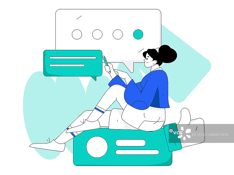 虚拟的人物社交沟通概念商业扁平矢量手绘插画图片素材