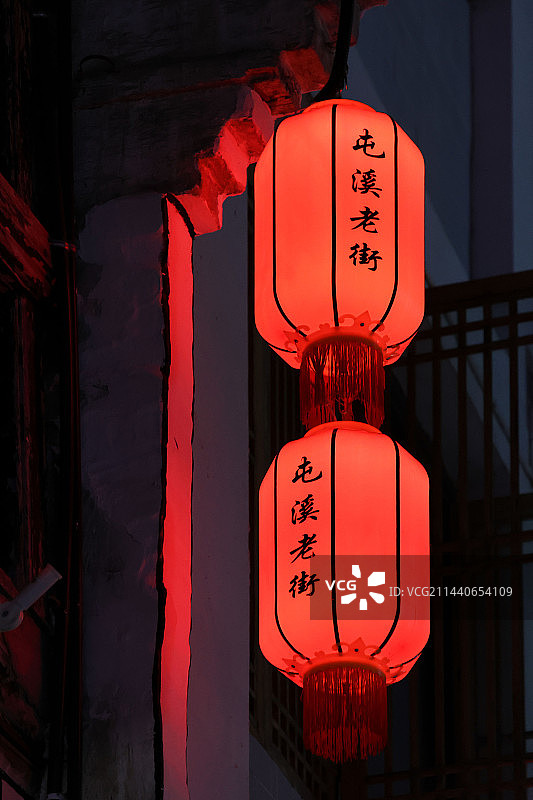 安徽黄山市屯溪老街红灯笼图片素材