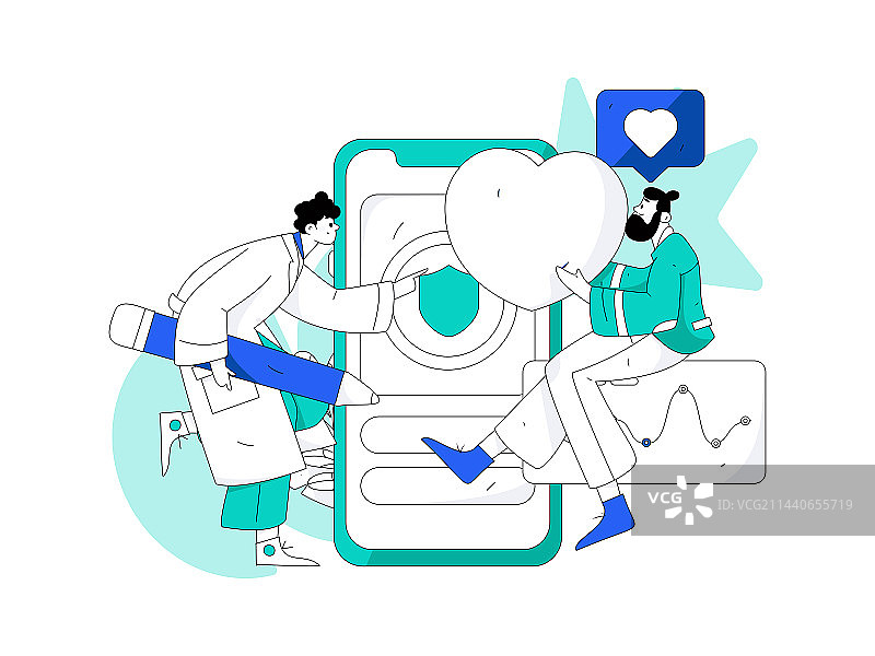 医生为病人体检扁平矢量概念运营手绘插画图片素材