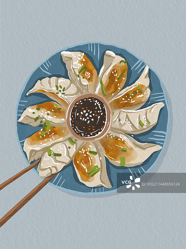 盘子里的煎饺图片素材