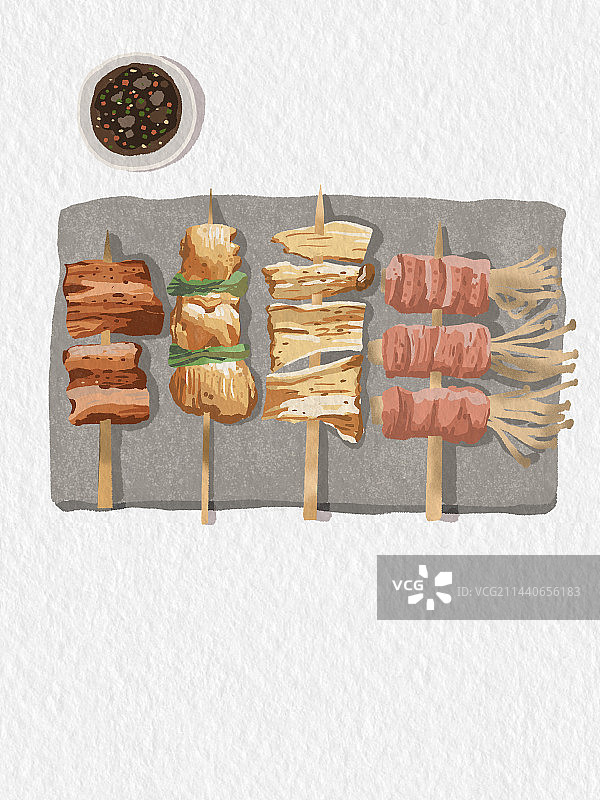 正上方白色背景下的烧烤图片素材