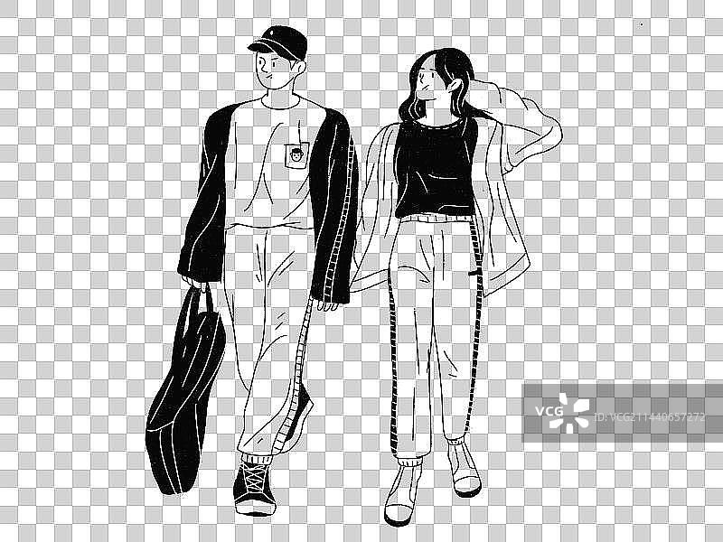 黑白人物线稿1图片素材