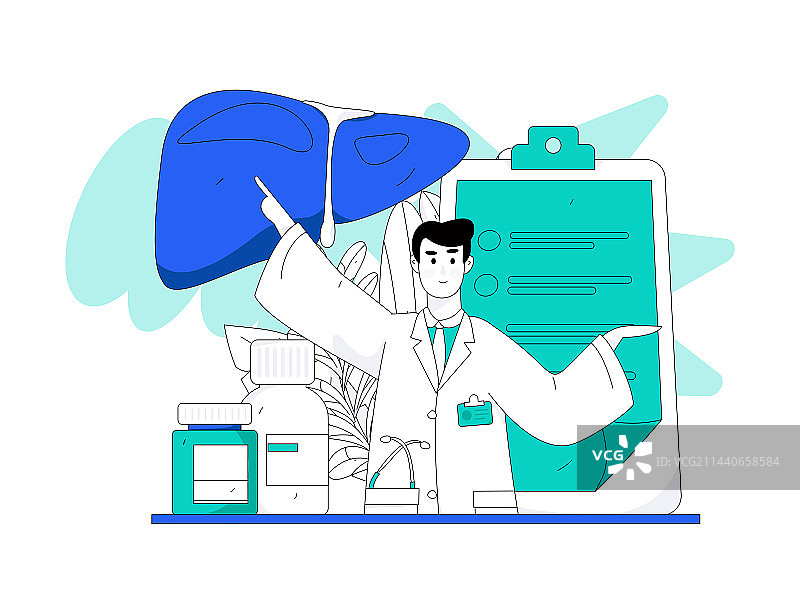 全国护肝日医疗人物扁平矢量概念运营手绘插画图片素材