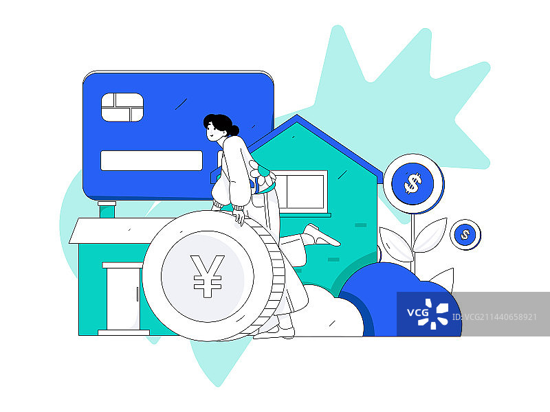 住房贷款扁平矢量概念运营插画图片素材