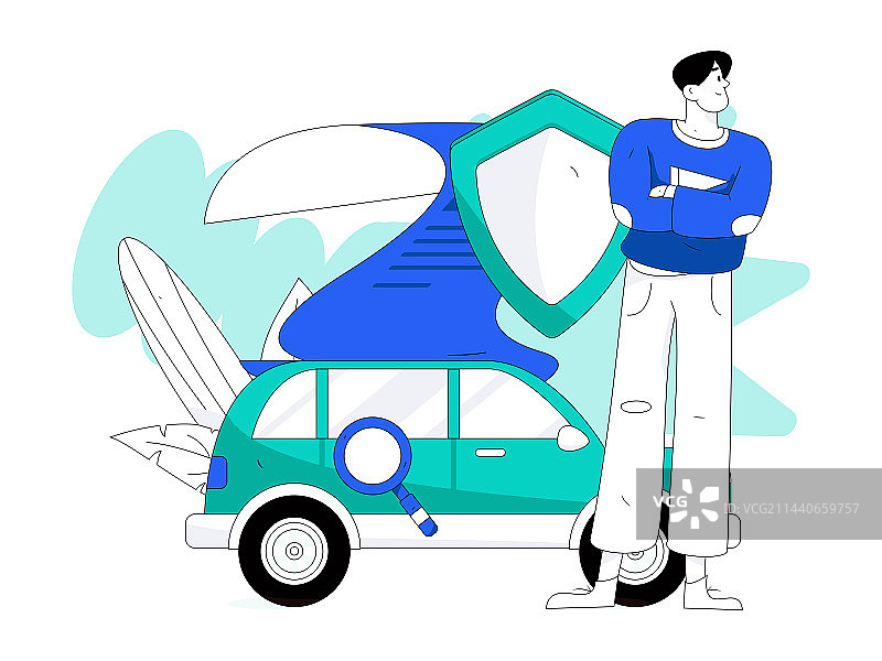 为汽车购买保险扁平人物矢量概念运营插画图片素材
