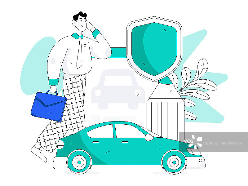 为汽车购买保险扁平人物矢量概念运营插画图片素材