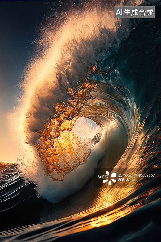 【AI数字艺术】海浪，大海，蓝色图片素材