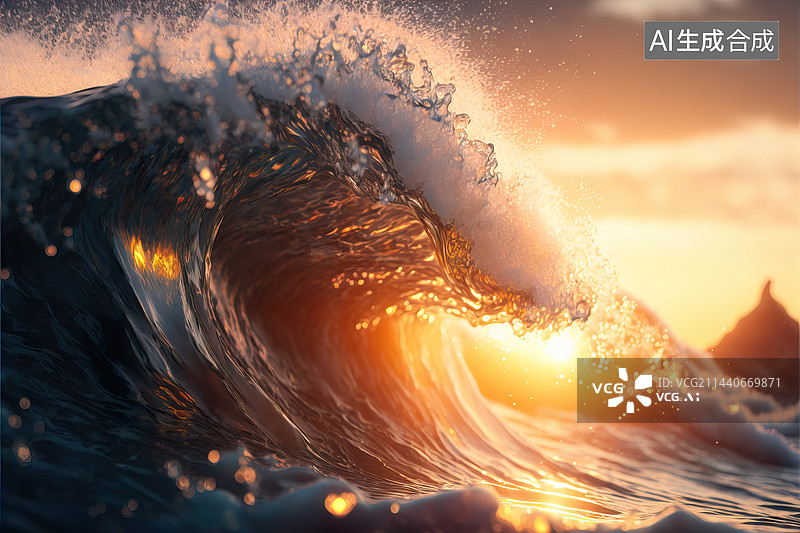 【AI数字艺术】海浪，大海，蓝色图片素材