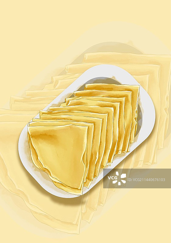 黄色背景下的春饼特写镜头图片素材