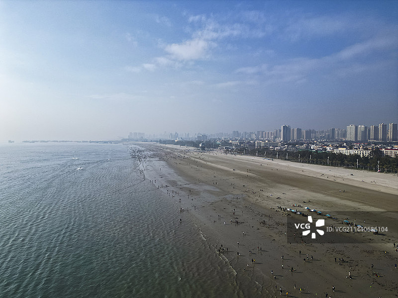 广西壮族自治区北海市银滩风景区航拍视角美丽风景图片素材