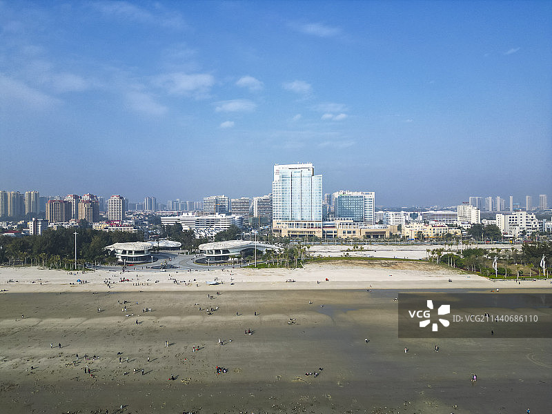 广西壮族自治区北海市银滩风景区航拍视角美丽风景图片素材