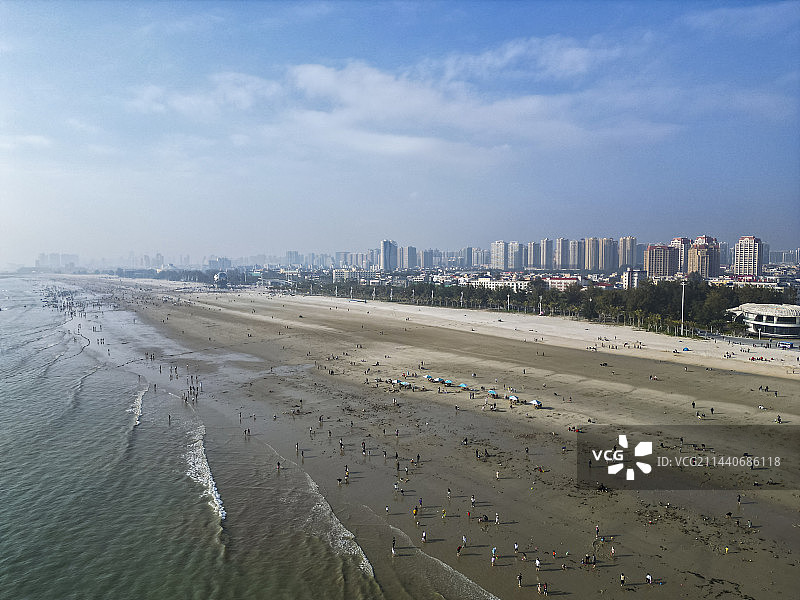广西壮族自治区北海市银滩风景区航拍视角美丽风景图片素材