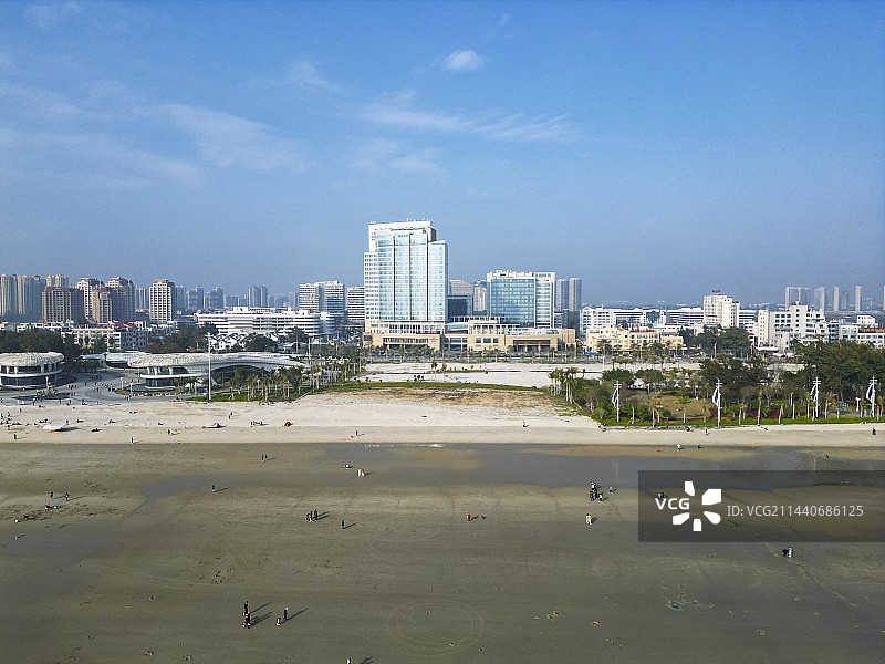 广西壮族自治区北海市银滩风景区航拍视角美丽风景图片素材