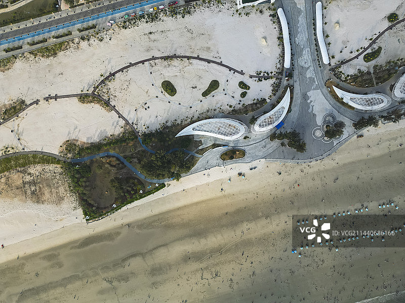 广西壮族自治区北海市银滩风景区航拍视角美丽风景图片素材