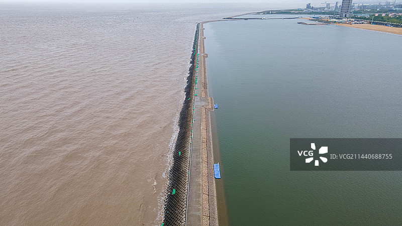上海 金山 城市沙滩 航拍图片素材