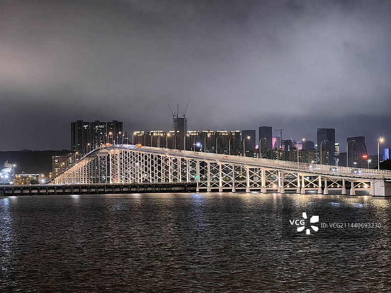 澳门友谊大桥夜景图片素材