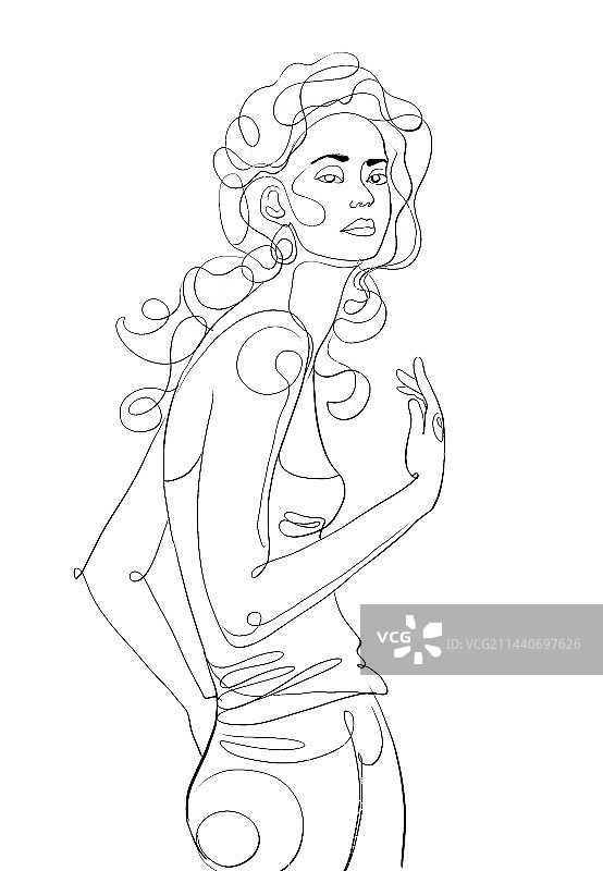 黑白，线条，高雅，女人图片素材