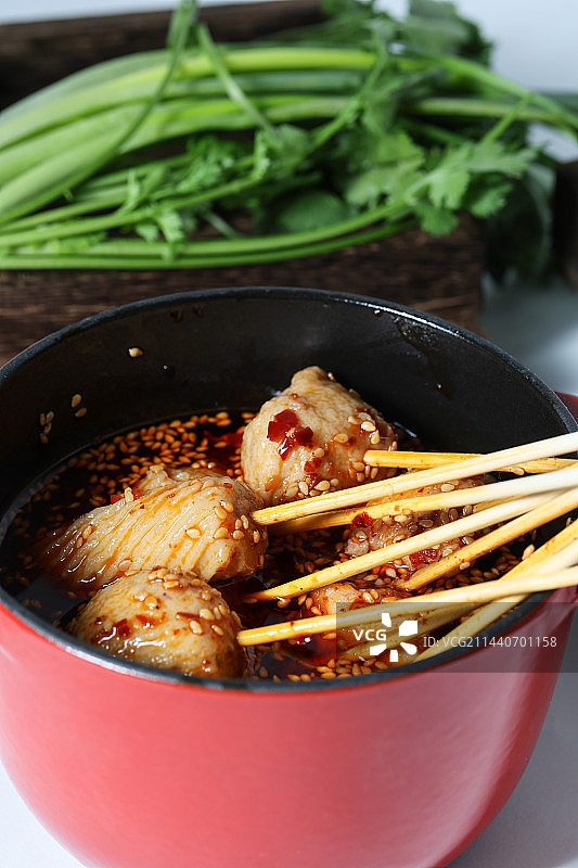 川菜成都小吃冒鸭血和冷锅钵钵鸡图片素材