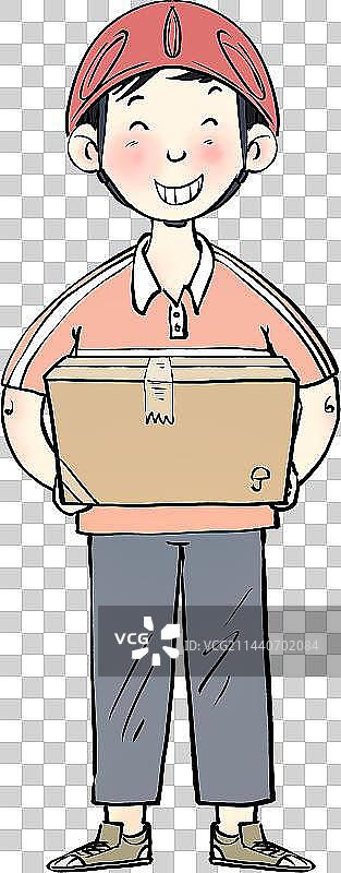 送包裹的快递员人物元素图片素材