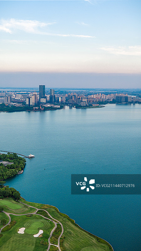 苏州工业园区，独墅湖景区傍晚风格图片素材