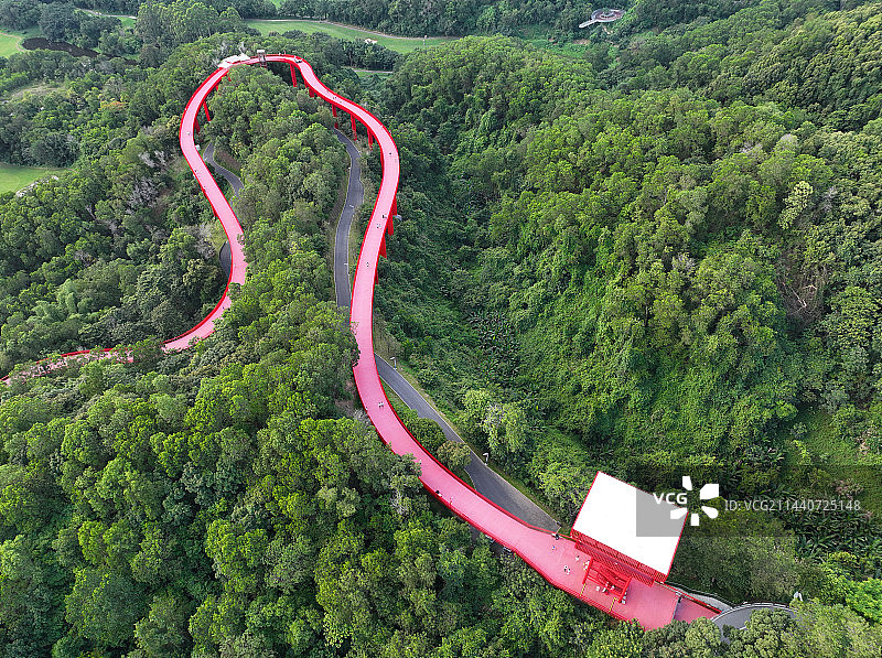 广东省深圳市光明区大顶岭虹桥公园航拍图片素材