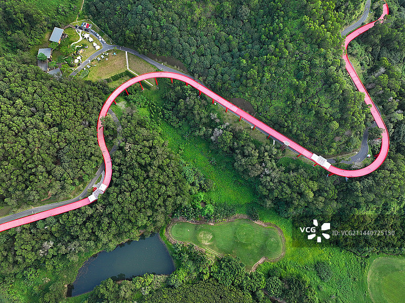 广东省深圳市光明区大顶岭虹桥公园航拍图片素材