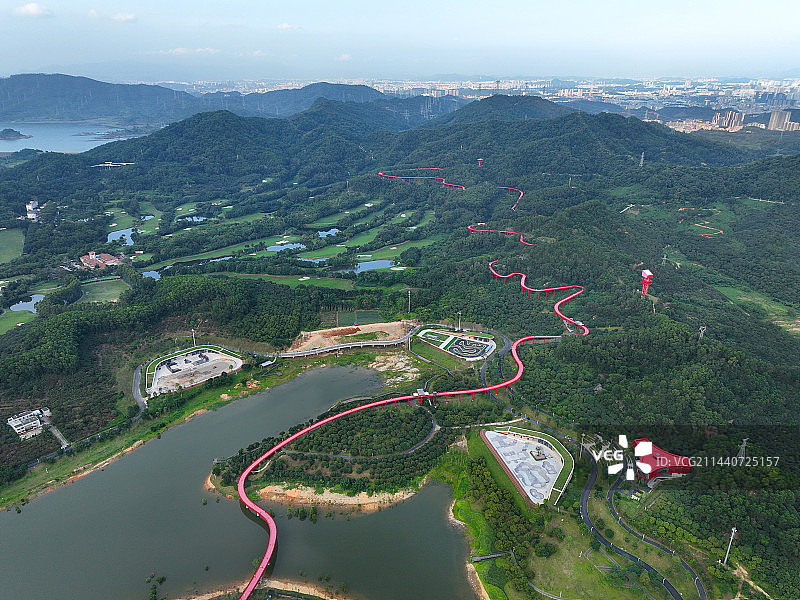 广东省深圳市光明区大顶岭虹桥公园航拍图片素材