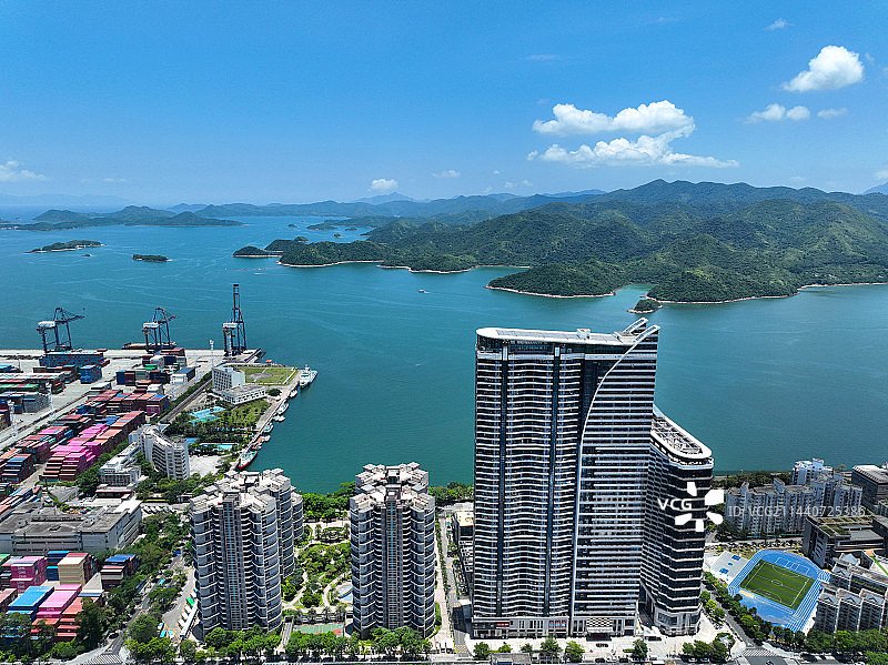 广东省深圳市盐田区海山公园航拍图片素材