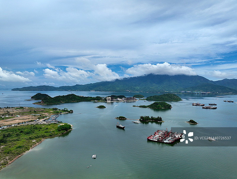 广东省惠州市大亚湾澳头小桂湾东升岛航拍图片素材