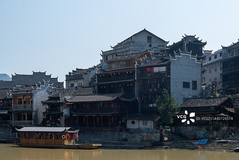 湖南省湘西州花垣县边城镇 茶峒古镇图片素材