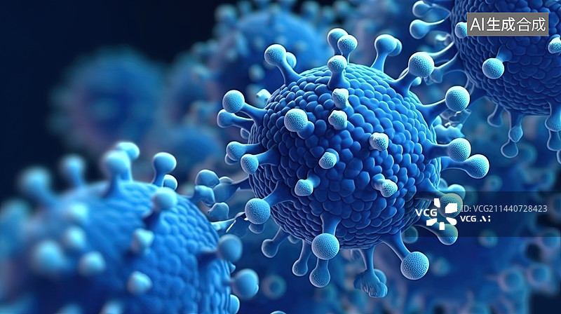 【AI数字艺术】蓝色三维冠状病毒图图片素材